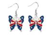 USA Independence Day Flag Wings Zinc Alloy Heart Earrings