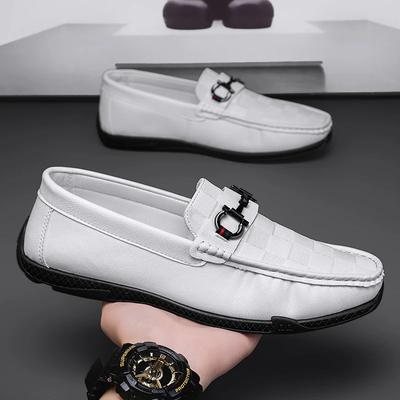 Luxury Brand White Breathable Slip On Driving Shoes Leather Men Casual Shoes Black Formal Men Dress Shoes Designer Men Loafers