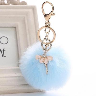 Niedliche Accessoires Geschenke Falscher Kaninchenfellball Schlüsselanhänger Pompon Schlüsselanhänger Schlüsselringe Ballett Engel Mädchen Pompon Tasche Schmuck Geschenke