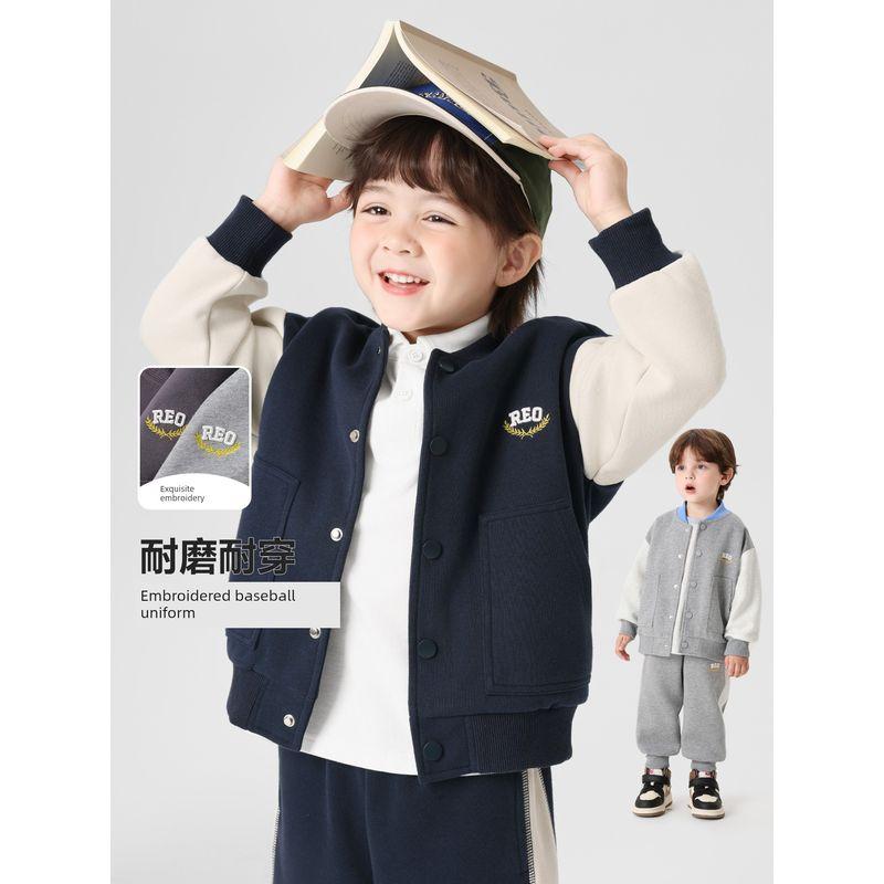 Right European Style Boys' R Series Jacket, Classic College Style Baseball Uniform, New Autumn Children's Clothing, Toddler Top, Trendy