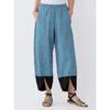 Einfarbig Patchwork Streifen Locker Lässig Gerades Bein Schlitz Kleine Füße Damen Hose