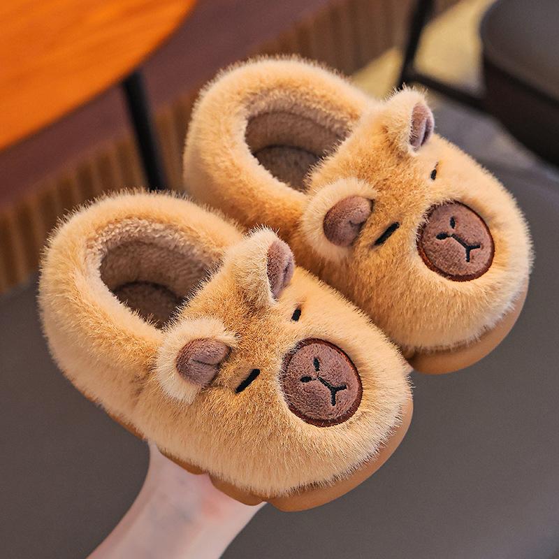 Capybara Winter Cartoon Parent-child Cotton Shoes Warm Plush Slippers Children's Anti Slip Platform Women Indoor Warm Home Shoes