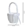 White Flower Girls Basket Silk Wedding Basket for Flower Bride/Kids Hand Held Wedding Ceremony Party Decorations