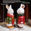 Christmas White Rabbit Figurine Room Decor Handcrafted Wood Carving Home Decorations Desk Accessories Room Wooden Rabbit Statue