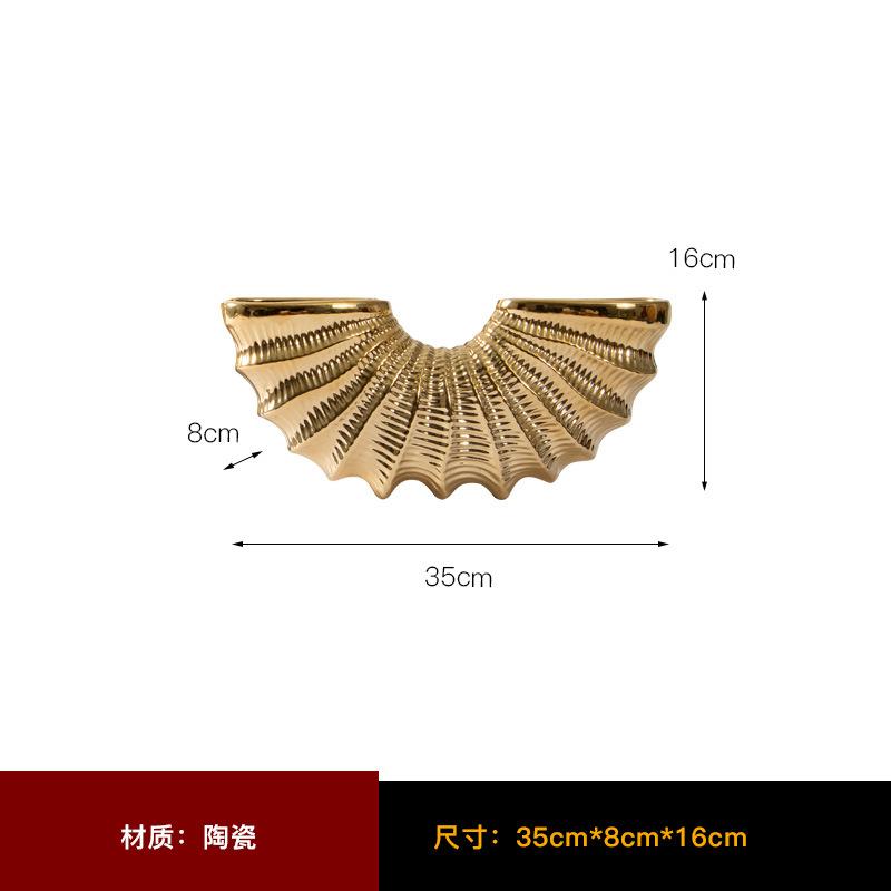 Gyllene Skal Keramisk Vas Geometrisk Halvcirkel Konkylie Blomsterarrangemang Tillbehör Blomvas Vardagsrumsdekoration
