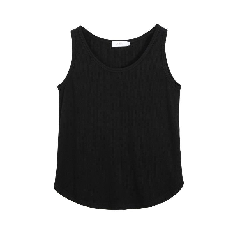 

Xianlixiu Spring New Plus Size Women s Fashion Casual Versatile Simple Elastic Slimming Knitted Tank Top Black 3XL