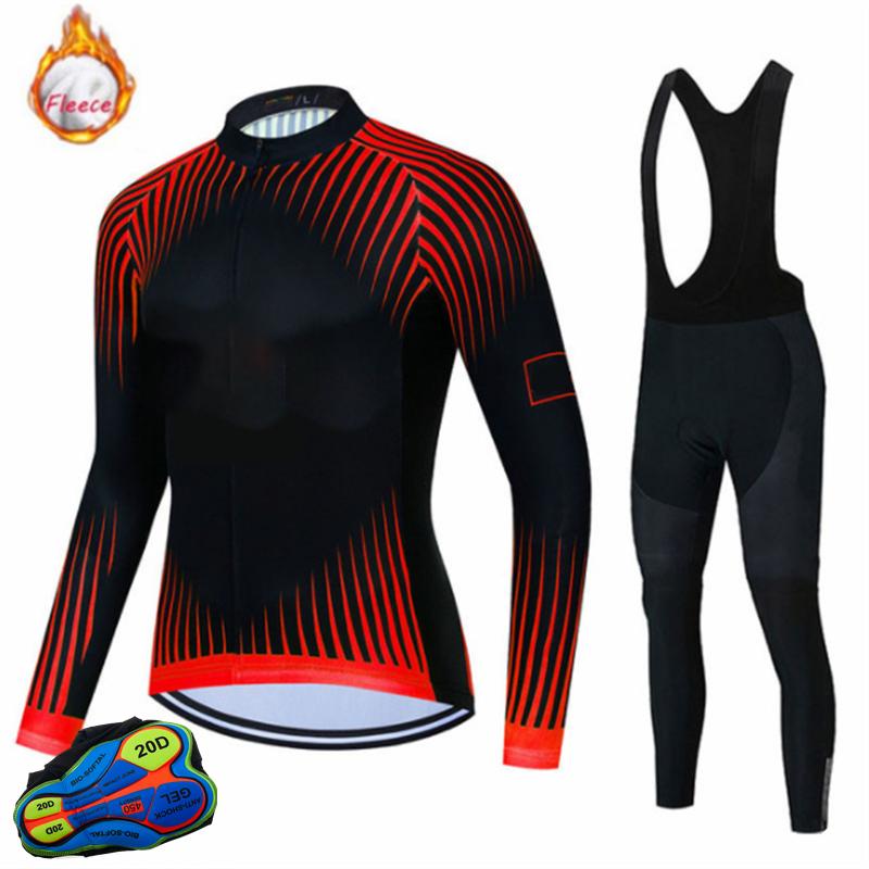 Radbekleidung Herren Trikotanzug Outdoor Riding Bike MTB Kleidung Trägerhosen Set Warm 2025 NEU Team Winter Thermofleece