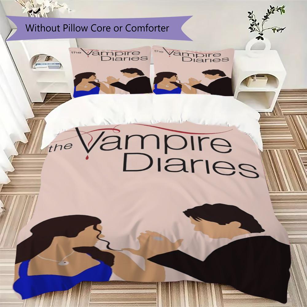 The Vampire Diaries Pattern Bedding,Quilt Set Quilt Cover Pillowcase Home Birthday Gift (1*duvet cover+2*pillowcase,without core)SSJT0917515