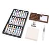 Mini Watercolor Paint Set 15 Grid Wood Palette 24 Colors Portable Sketchbook Painting Kit Watercolor Travel Set