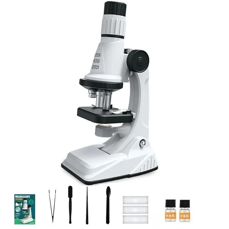Kit Microscop pentru Copii 200x 600x 1200x Jucărie STEM Știință Biologică Lupă de Mână Microscop de Buzunar Educațional Școlar cu Lumină LED