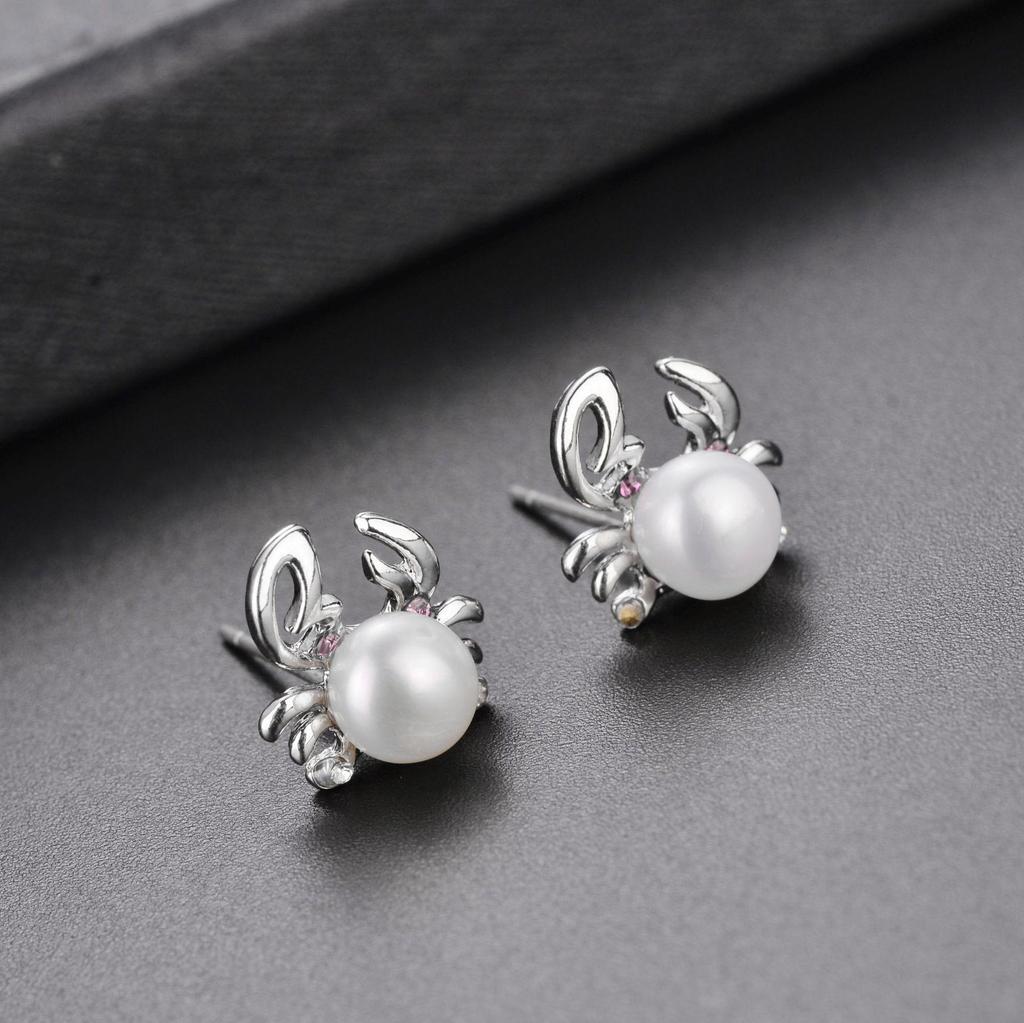 Pearl Crab Stud Earrings - European & American Fashion Jewelry