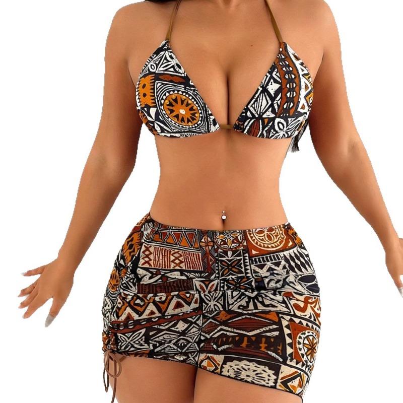 New European and American Swimwear Women's Bikini Women's Beach Split Swimsuit Sexy Three-piece Bikini