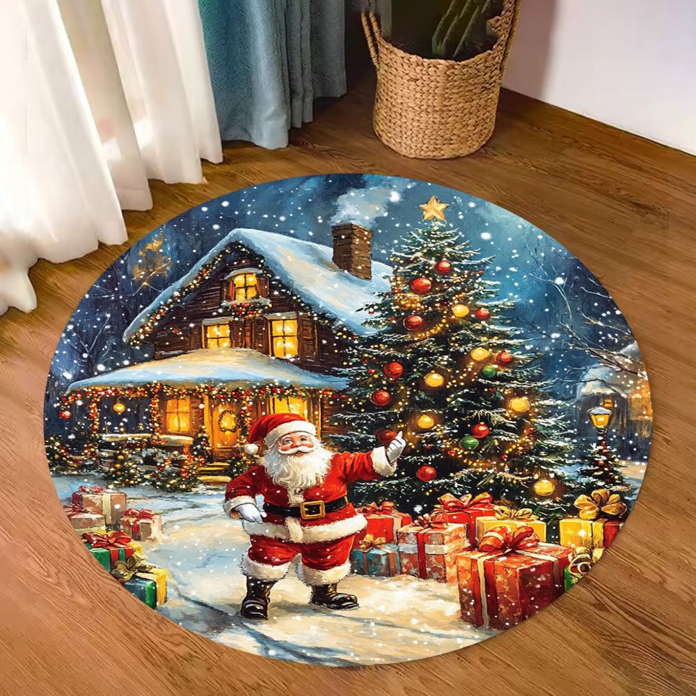 Festive Snowflake Christmas Tree Pattern Rug Soft Floor Mat for Living Room Bedroom Winter Holiday Home Decor Carpet