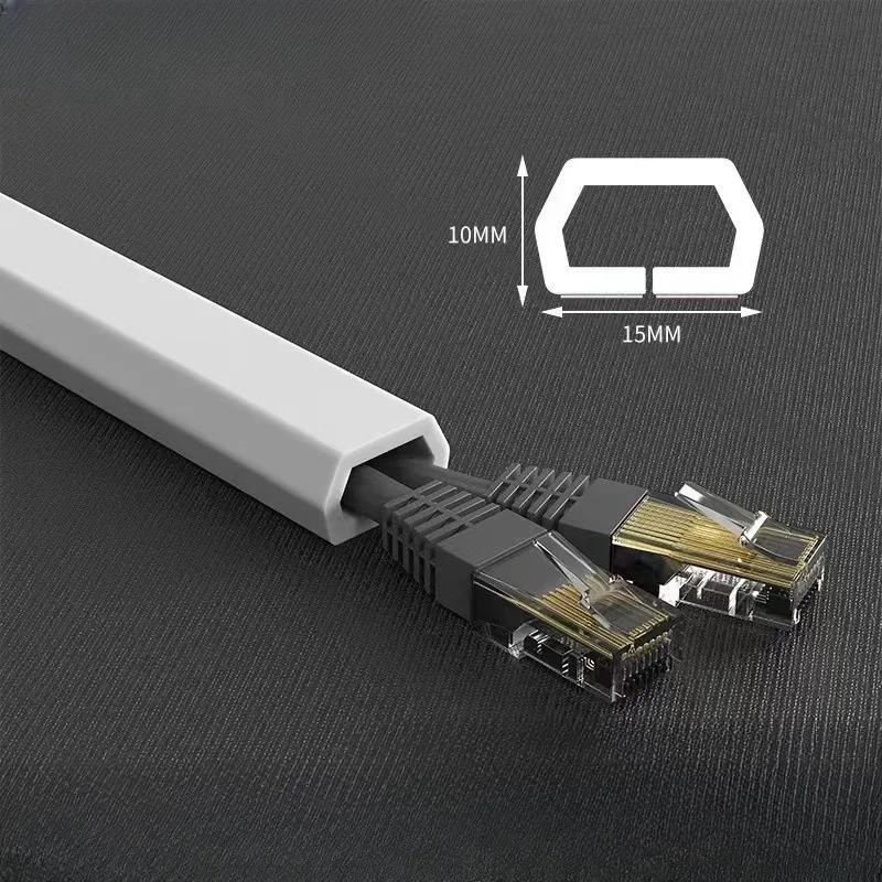 1M/roll Flexible Cord Management Channel,Invisible Decorative Wire Cover, Anti-Step Protector, Adhesive Cable Raceway with Cap