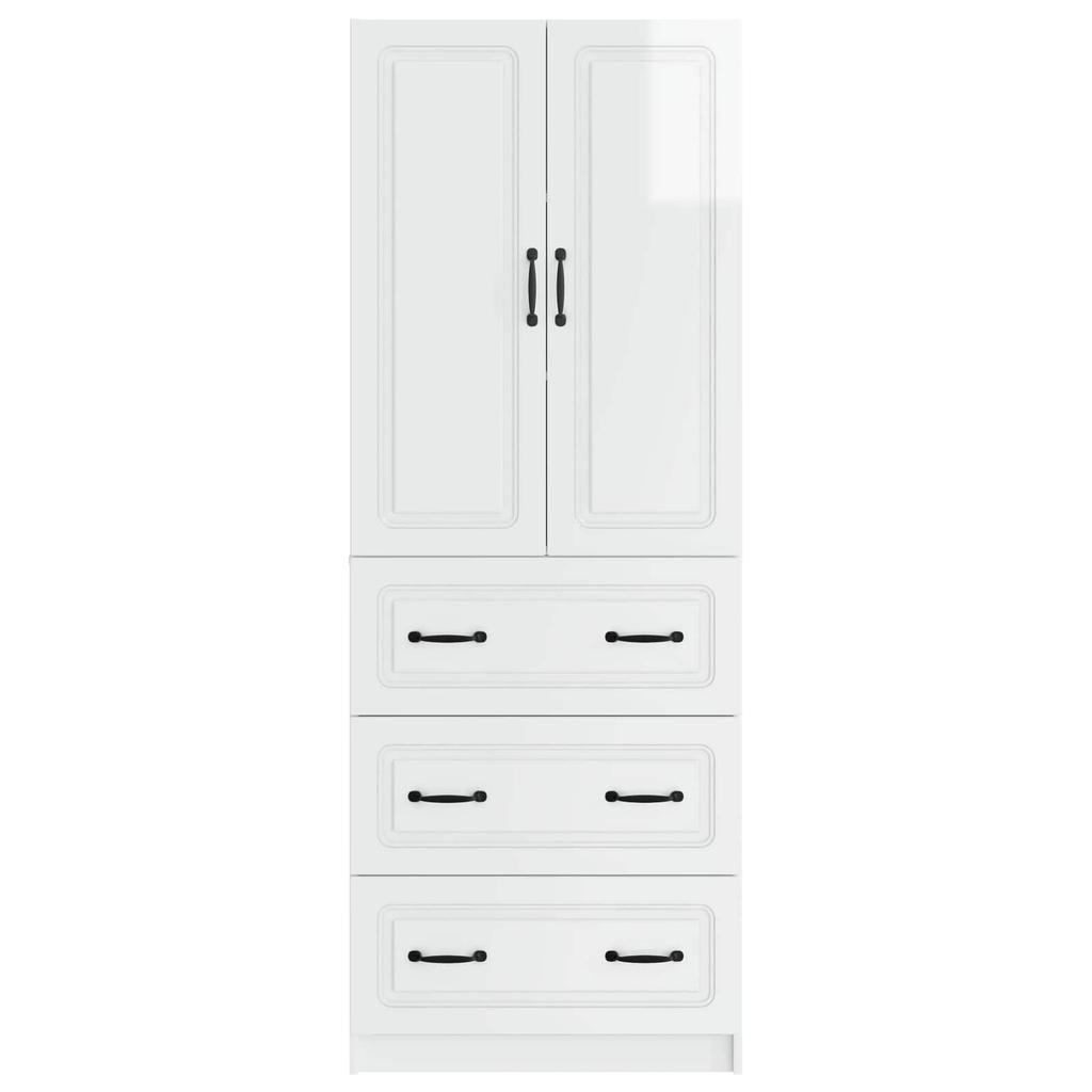 Cabinet Set 2 pcs High Gloss White 66 x 34.5 x 87 cm Particleboard