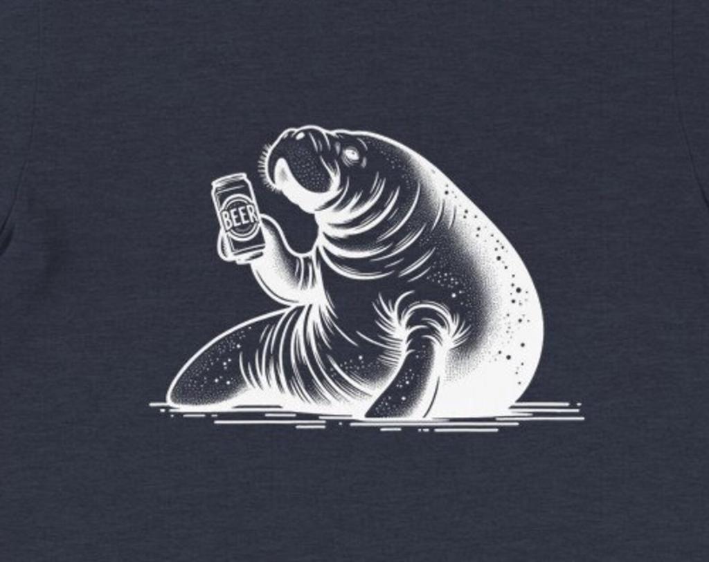 Manatee with a Pint Shirt , Unisex, Animal Lover Shirt, Funny Animal T-shirt, Gifts For Him, Gifts for Her