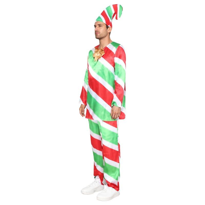 

Новый Рождественский Костюм для Переодевания Леденцы Праздничный Костюм Костюм Санты Эльфа Клауса XL