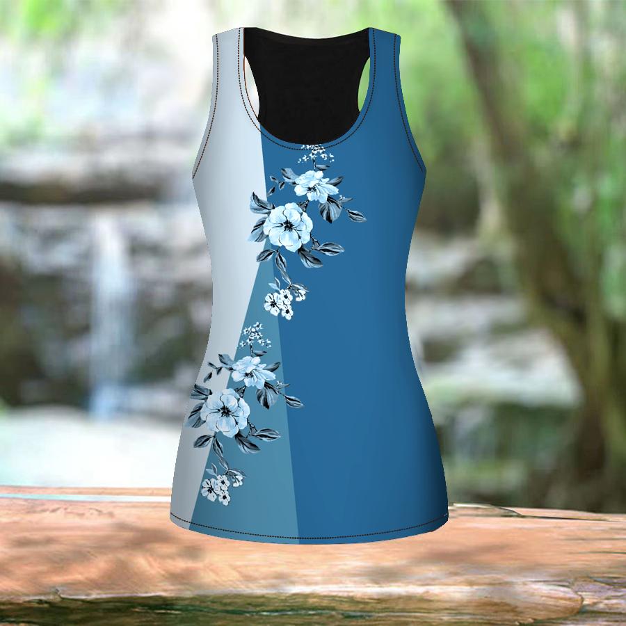 3D Peach Blossom Print Women Workout Yoga Gym Printed Summer Sport Shirts Plus Size Vests