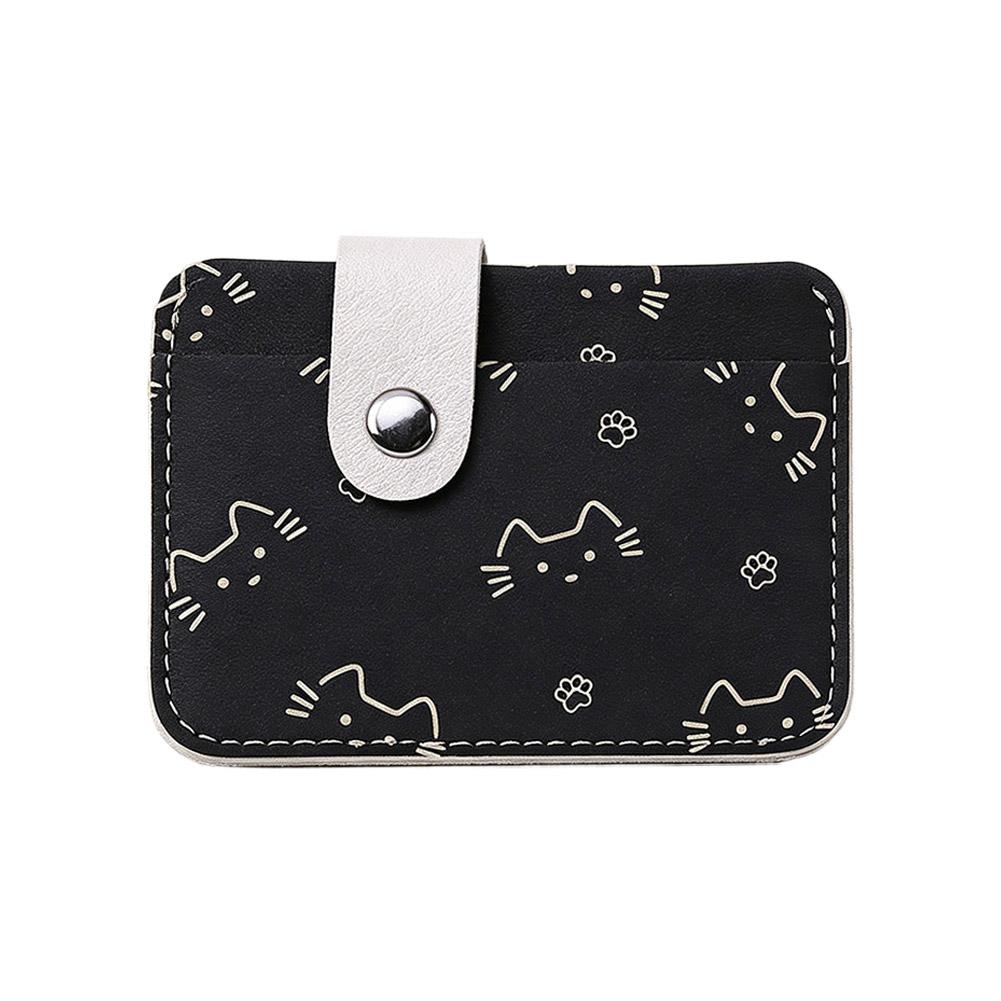 Cute Cartoon Cat Credit Card Holder Small Wallet Women, Slim Coin Pocket Pu Leather Compact Cash Wallet, Thin Travel Card Case