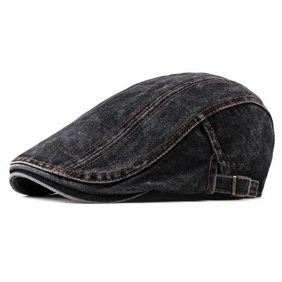 Spring Summer Autumn Denim Hat Korean Version Fashionable Washed Denim Beret Men's Plus Size Pure Cotton Duckbill Cap Women