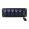 Rocker Switch Panel Blue Backlit Fast Charging for RV Marine Vehicles