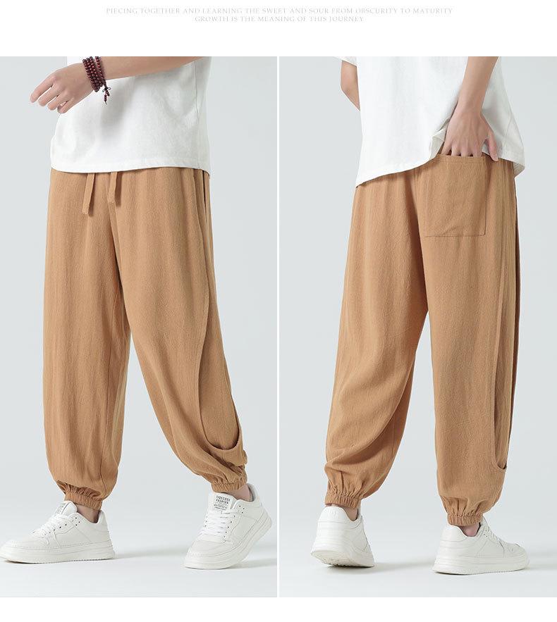 2024 Men's Cotton Linen Athletic Long Pants: Plus Size, Casual Elastic Waist.