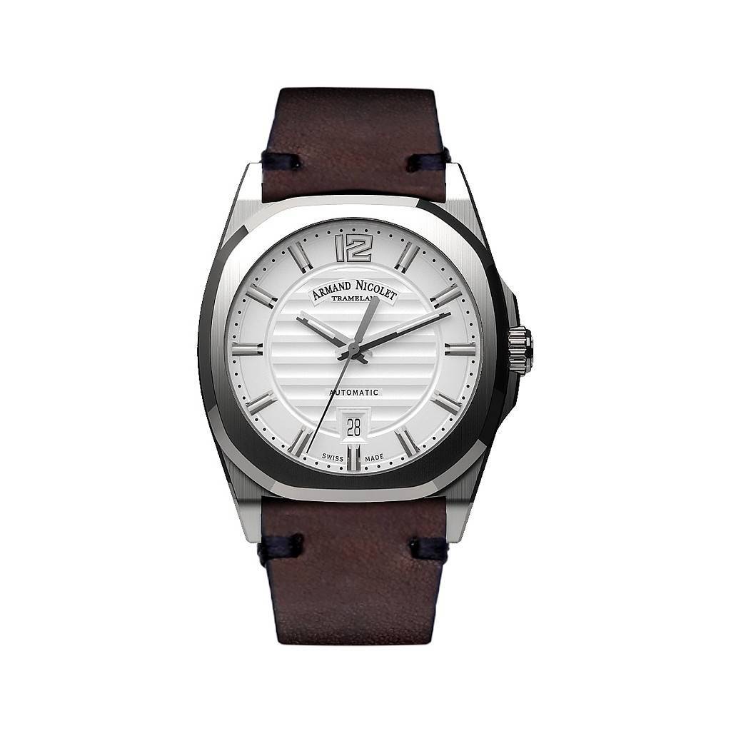 

Мужские часы Armand Nicolet Tramelan J09 с серебристым циферблатом, автоматические A660AAA-AG-PK4140TM, ремешок из телячьей кожи серебряный