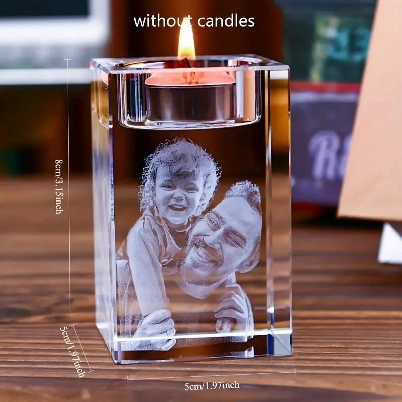 

1PC engraving personalized portrait pattern, crystal candle holder