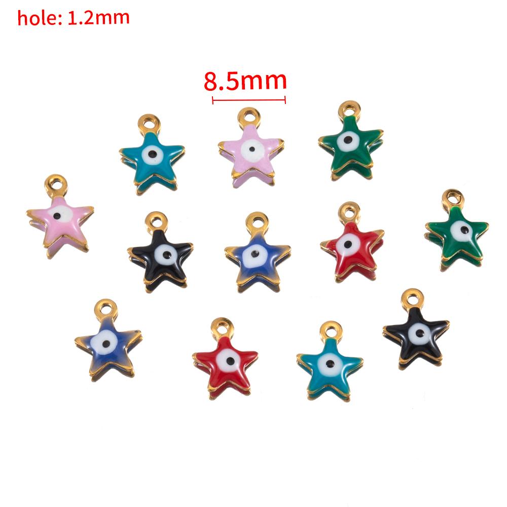 20pcs Round Ball Charms Stainless Steel Turkish Evil Eye Earring Pendant Base DIY Boho Jewelry Making Bracelet Supply Mix Color