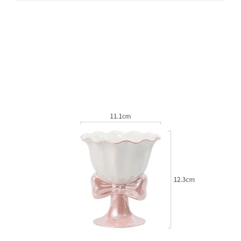 1Pcs 180ML Ceramic Ice Cream Footed Dessert Bowl Cup Milk Yogurt Cereal Dessert Serving Dish Fruit Salad Pudding Trays