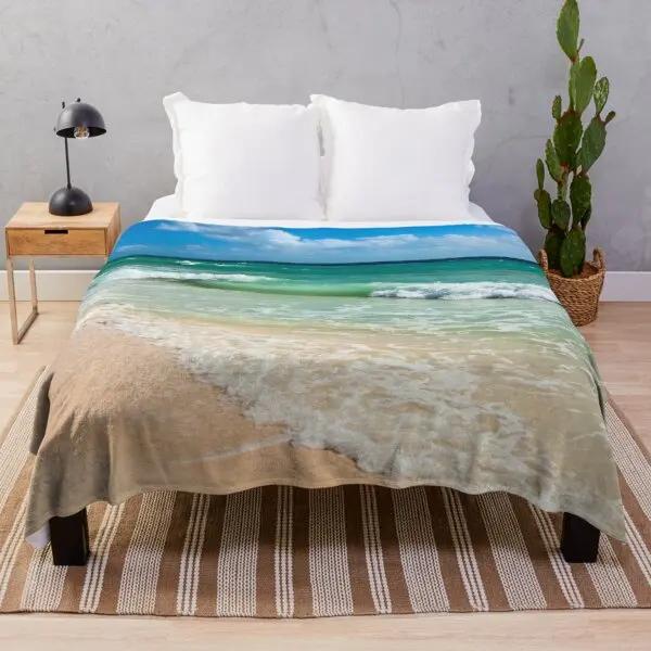 Beach Landscape Sunset Flannel Throw Blanket King Queen Size for Sofa Couch Bed Super Soft Warm Lightweight Good Gift for Teens