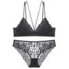 French Sexy Triangle Cup Women's Bra Thin Strap Lace Underwear Insertable No Steel Rim Bra