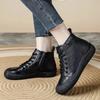 New Cow Leather Ankle Boots Women's Laced Up Waterproof Shoes Ladies Wide Fit Short Boots Woman Oxfors Shoes Brown Booties