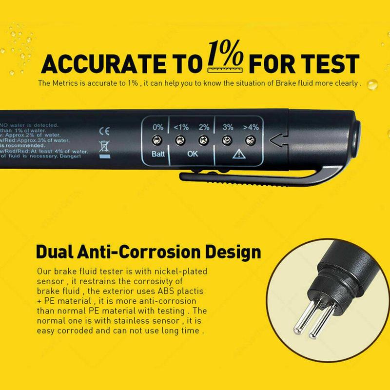 Auto Liquid Testing Brake Fluid Tester Pen For DOT3/DOT4 LED Accurate Brake Oil Test Quality Check Automotivo Car Accessories