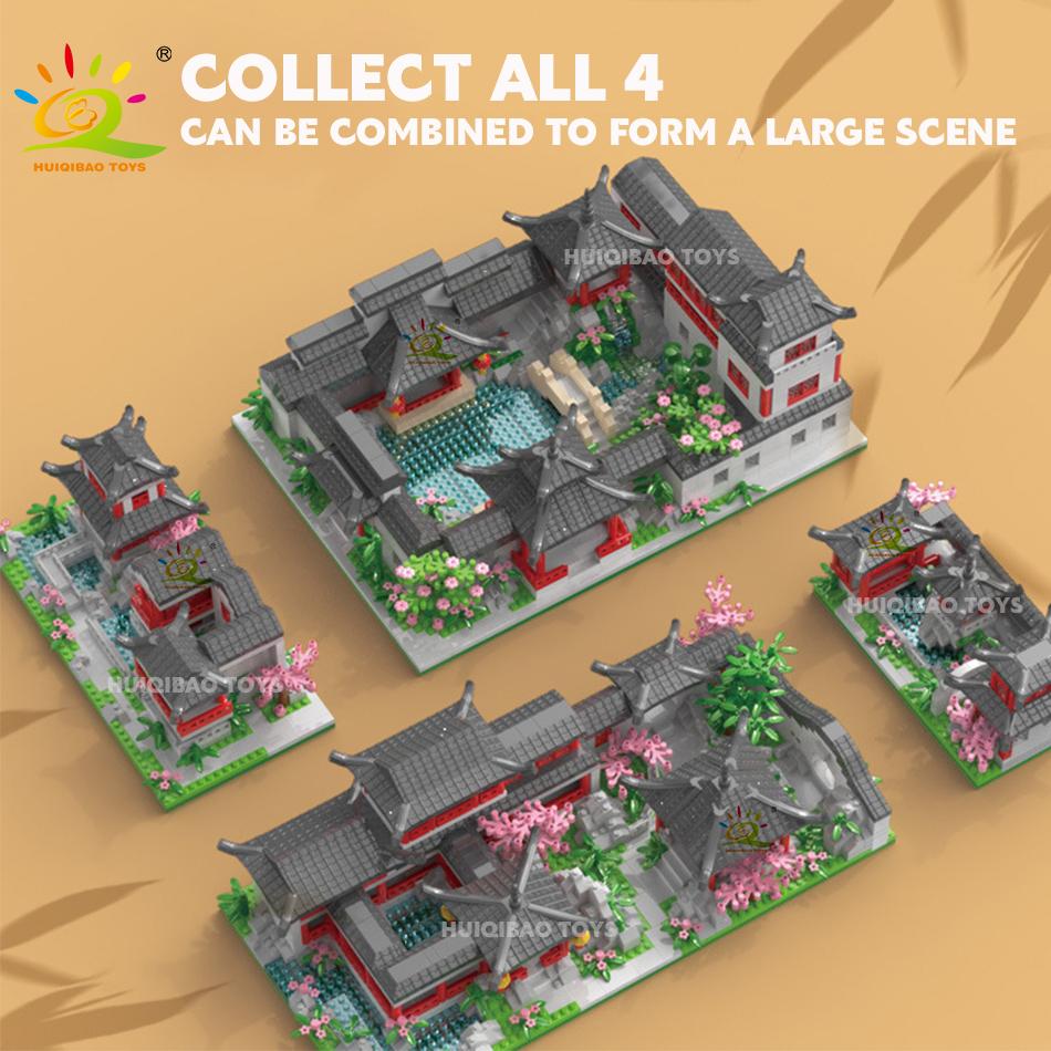 Classic Suzhou Gardens Mini Micro MOC Model Building Block Traditional Architecture House Set DIY Bricks Toys for Adult