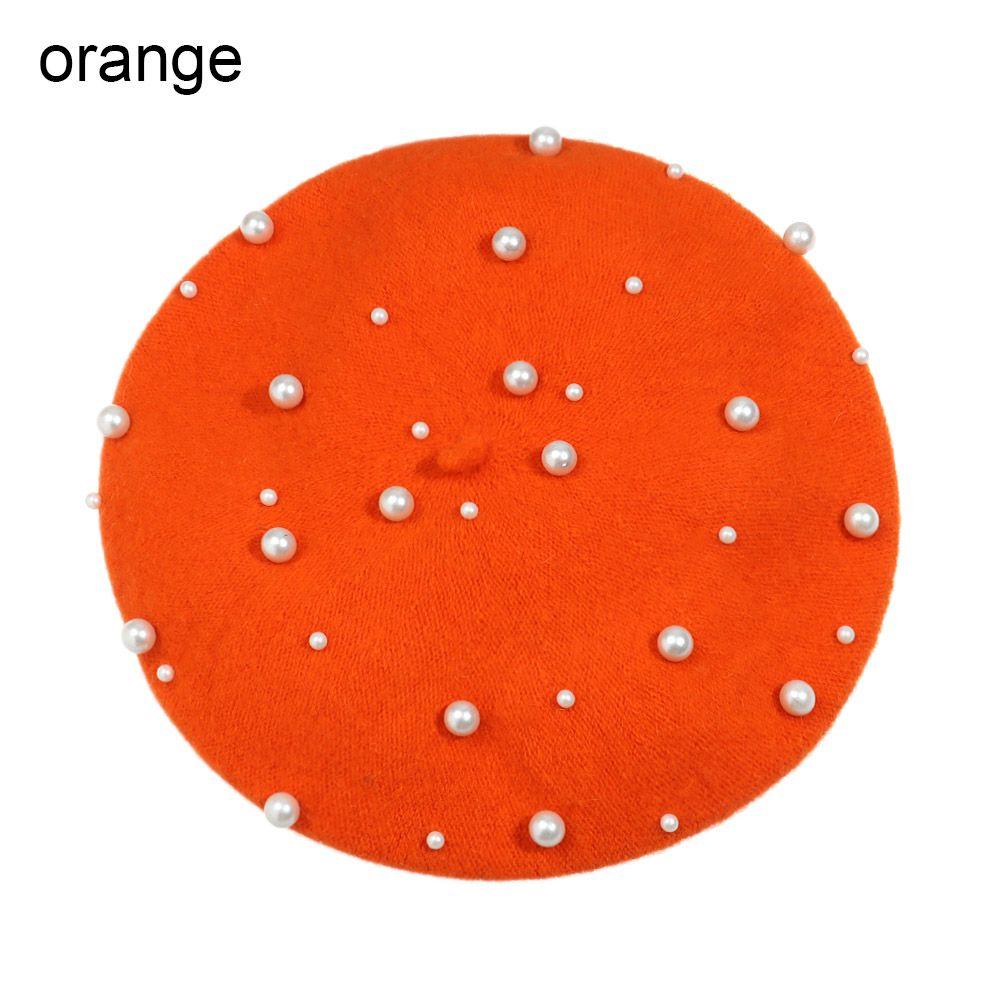 Women Girl Vintage Elegant Pearl French Artist Cap Warm Wool Painter Hat Beret Hat