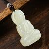 Authentic Xinjiang Hetian Jade Guanyin Pendant for Men - Exquisitely Carved Seated Guanyin Bodhisattva on Lotus.