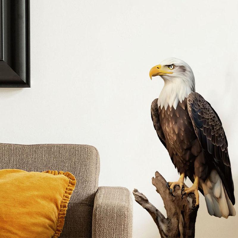 Eagle on Branch Wall Sticker PVC Self Adhesive Removable Bedroom Living Room Hallway Background Decor