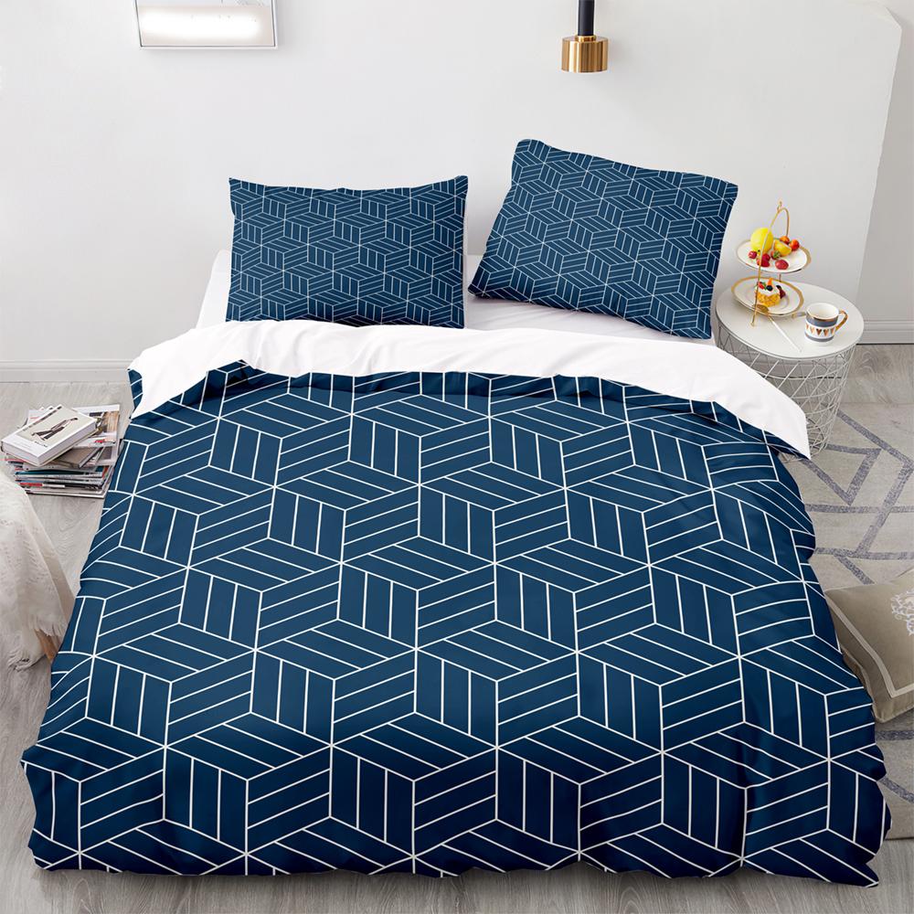 3D Printed Gray Geometric Pattern Duvet Cover Set King Queen Twin Full Size Polyester Comforter Cover for Kids Teen Bedding Set