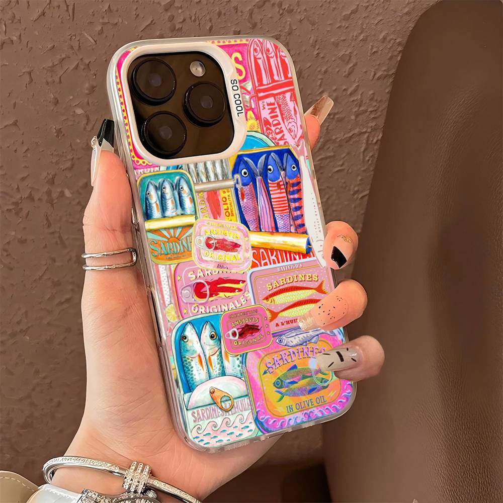 

Sardines Fish Art Color Phone Case For IPhone 17 16 15 14 13 12 11 Pro Max Plus Pro Shell iPhone 12