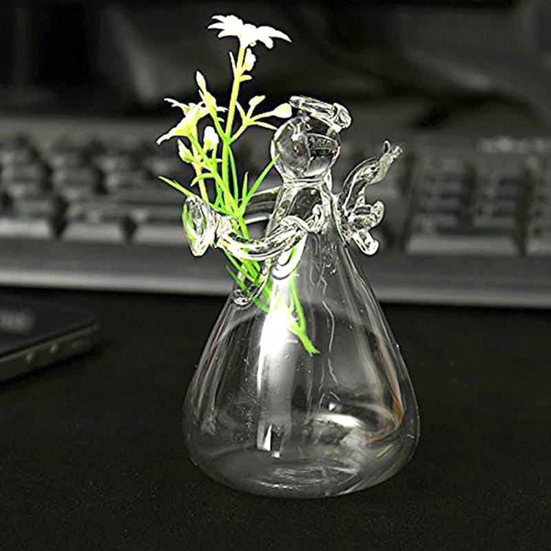 1PC Glass Vase Living Room Office Desktop Ornaments Angel House Decoration Hydroponic Flower Vase