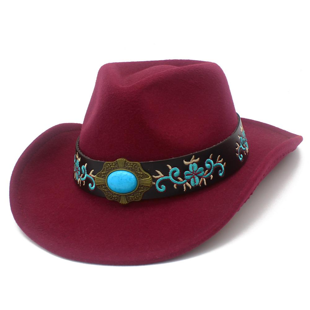 European and American Tribal Style Solid Color Cowboy Hat, Male and Female Couples Wide Brim Stage Performance Hat, Grassland Travel Essential Jazz