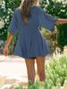Womens Summer Slim Fit Romper Short Sleeve Crew Neck Jumpsuit with Pocket