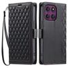 For Motorola Edge 60 Pro 5G Leather Case Rhombus Texture Wallet Stand Phone Cover with Wrist Strap
