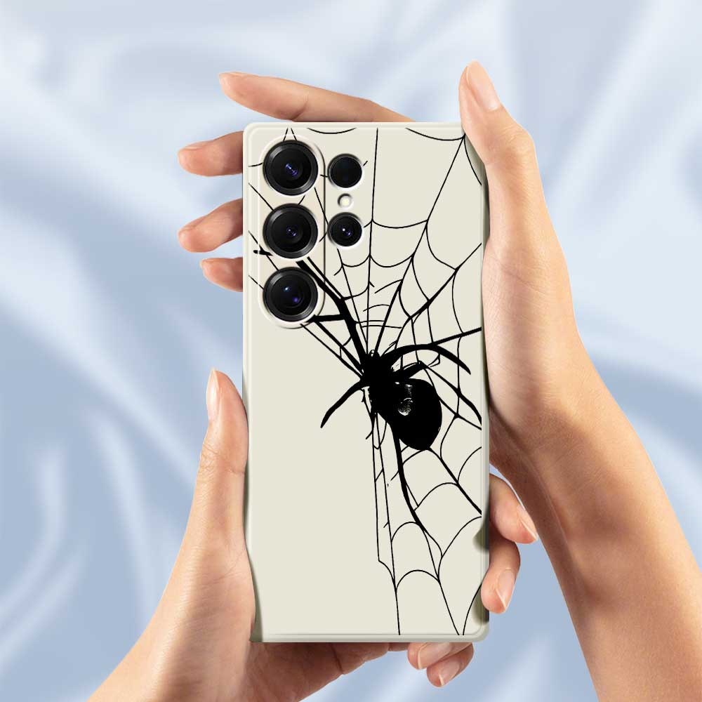 For Samsung Galaxy S25 Ultra Case Spider Pattern Printing Straight Edge TPU Phone Back Cover