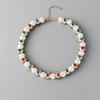Vintage Heavy Craftsmanship Glass Pearls Necklace With Red Green Gemstones Designs Zinc Alloy Jewelry for Women
