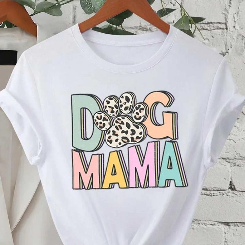 Trend Dog Mama Bedruckte Damen T-Shirts Mode Cartoon Grafikdruck T-Shirts Kleidung Damen Shirt Kurzarm Lässige Tees