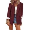 Womens Solid Color Long Sleeve Blazer Oversized Fit Office Chic Lightweight Jacket