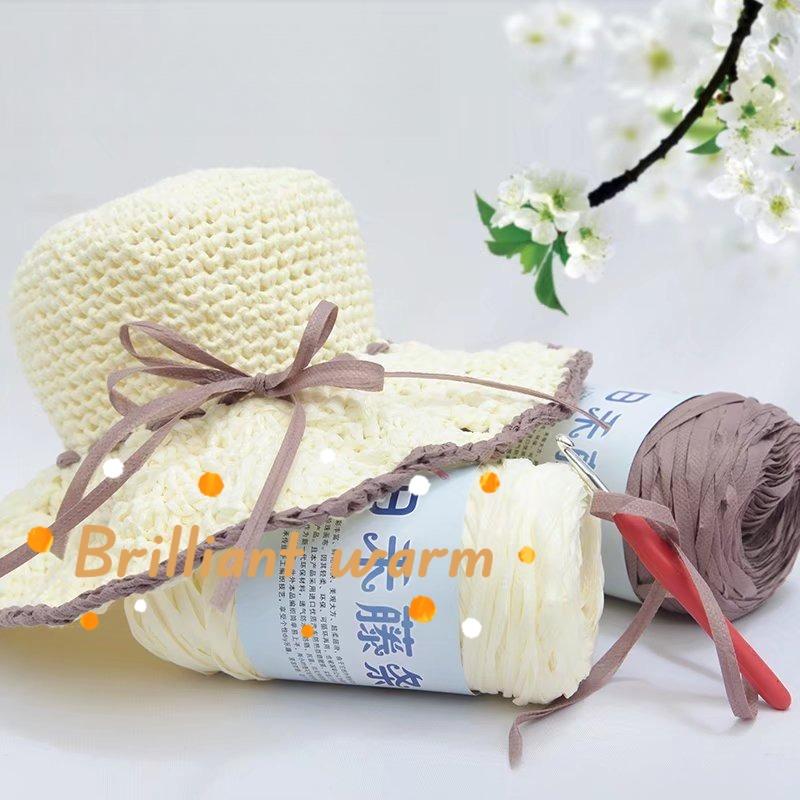 Rihe Rattangarn Natur Lafitegras Handgefertigt Häkeln Sommer Lafitebandgarn DIY Handgefertigt Sommer Strohhut Strandtasche