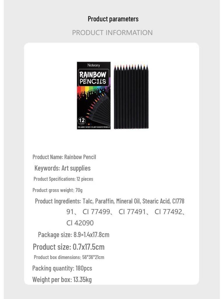 Noteory Multi-Color Rainbow Pencil for Doodling and Painting